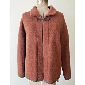 Chairamonte Cashmere Wool Blend Rust Cape Cardigan Sweater Made in Italy Vintage